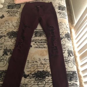 High waisted ripped jeans